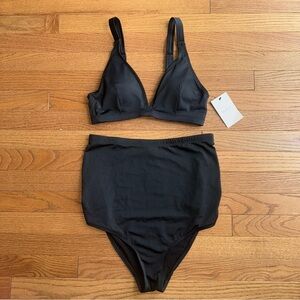 BLANQI Maternity Bikini Set NWT Black High Waisted Belly Support Small